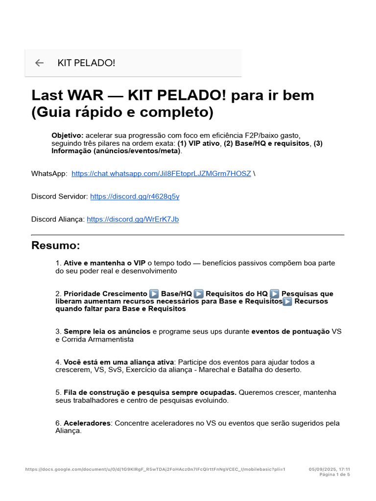 Guia Rápido para Progresso em Last WAR | PDF | Publicidade