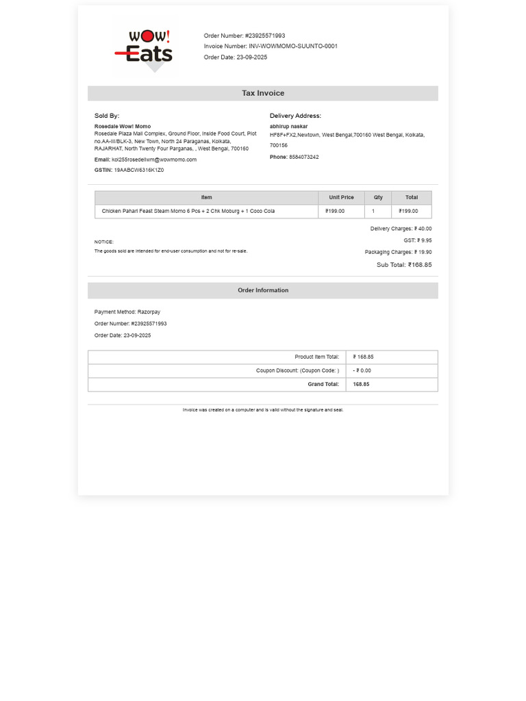 Invoice23-9-2025_1758628706087 | PDF | Payments