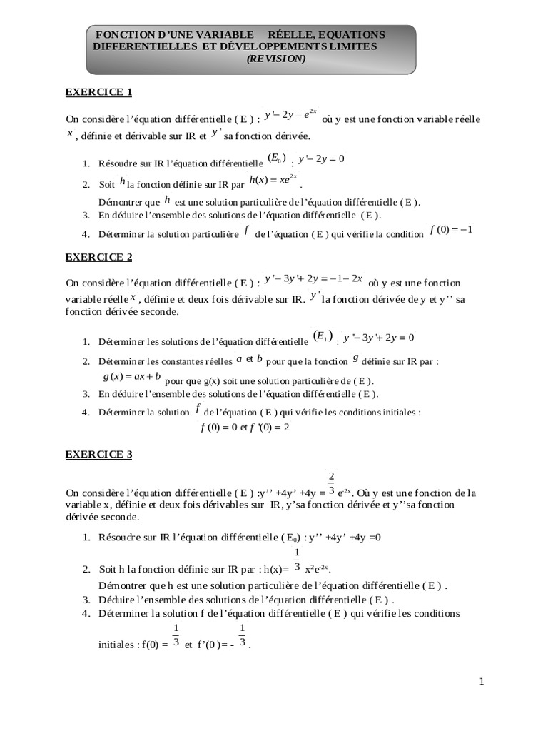 Résolution d'équations différentielles avancées | PDF | Fonction ...
