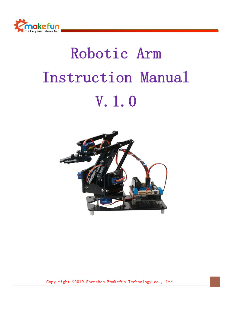 Robotic Arm Instruction Manual V1.0 | PDF | Steering | Servomechanism