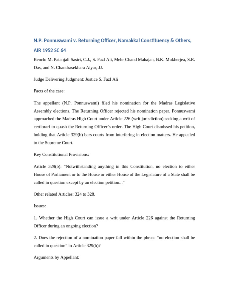 Supreme Court Rulings on Election Law | PDF | Appeal | Supreme Court Of ...