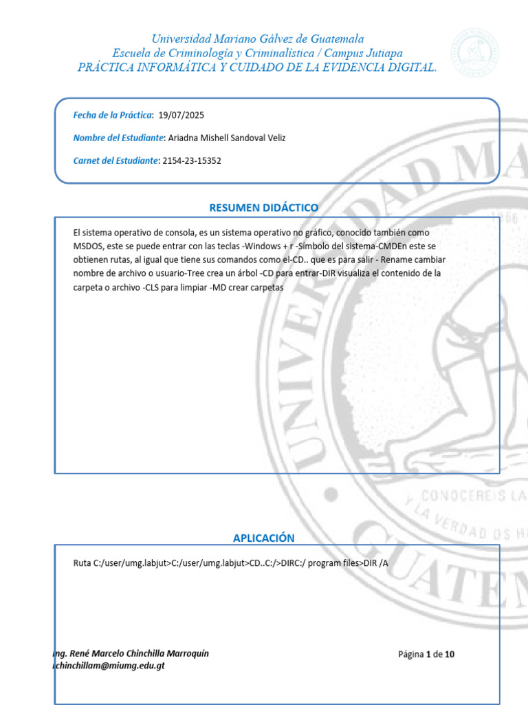 Práctica de Evidencia Digital en CMD | PDF | Software del sistema ...