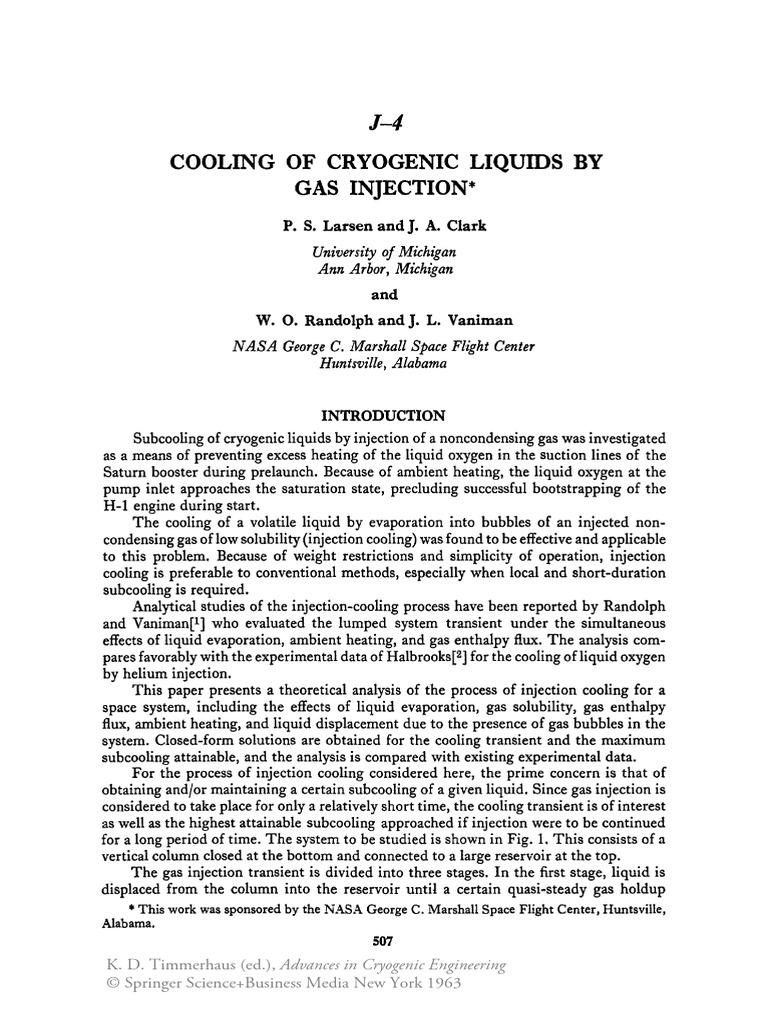 Cooling of Cryogenic Fluid by Gas Injection-Larsen PS | PDF | Gases ...