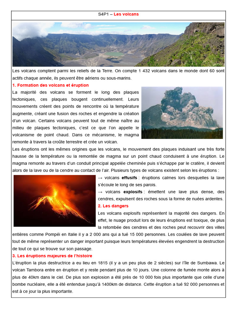 Les volcans : formation et dangers | PDF | Volcan | Lave