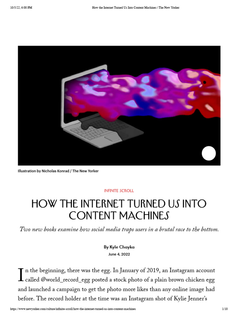 How The Internet Turned Us Into Content Machines - The New Yorker | PDF ...
