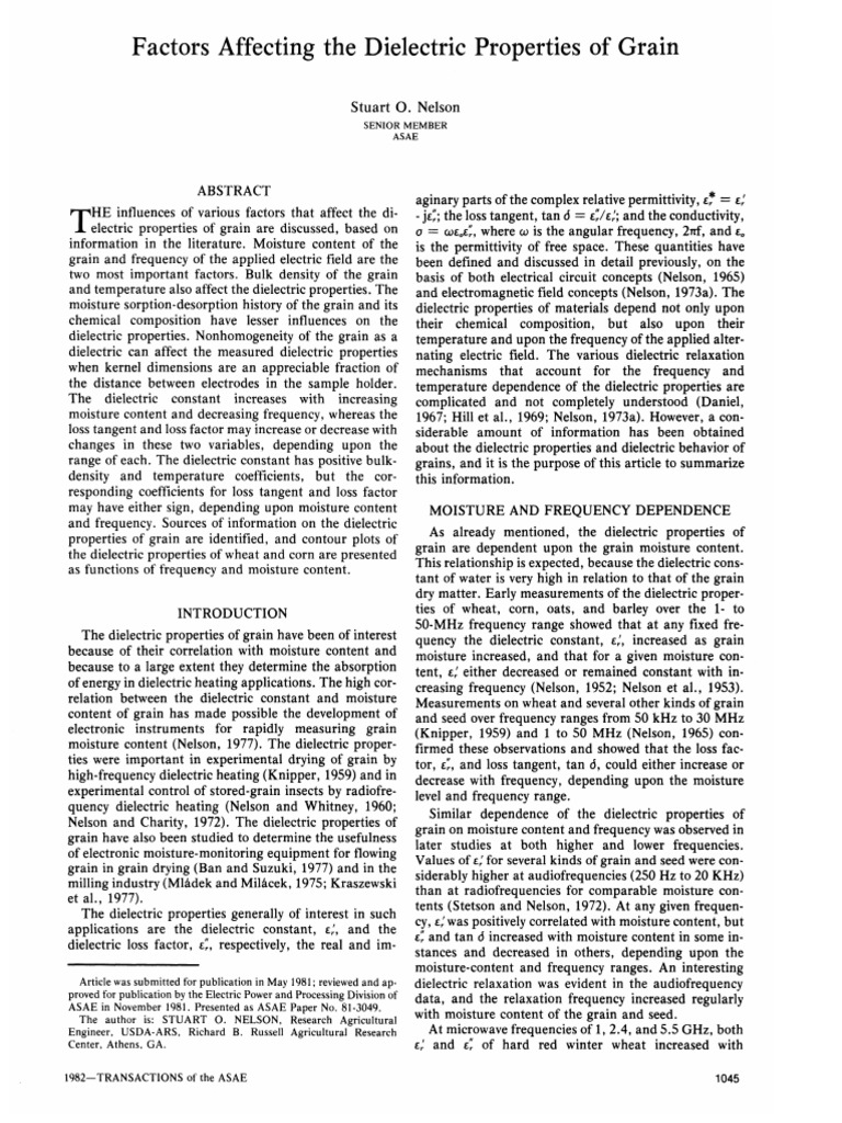 Dielectric Properties of Grain Factors | PDF | Dielectric | Permittivity