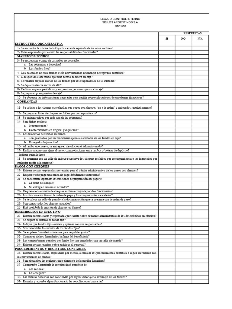 Auditoría de Control Interno Financiero | PDF | Cheque | Contabilidad