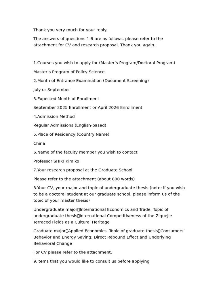 Master's Program Application Details | PDF