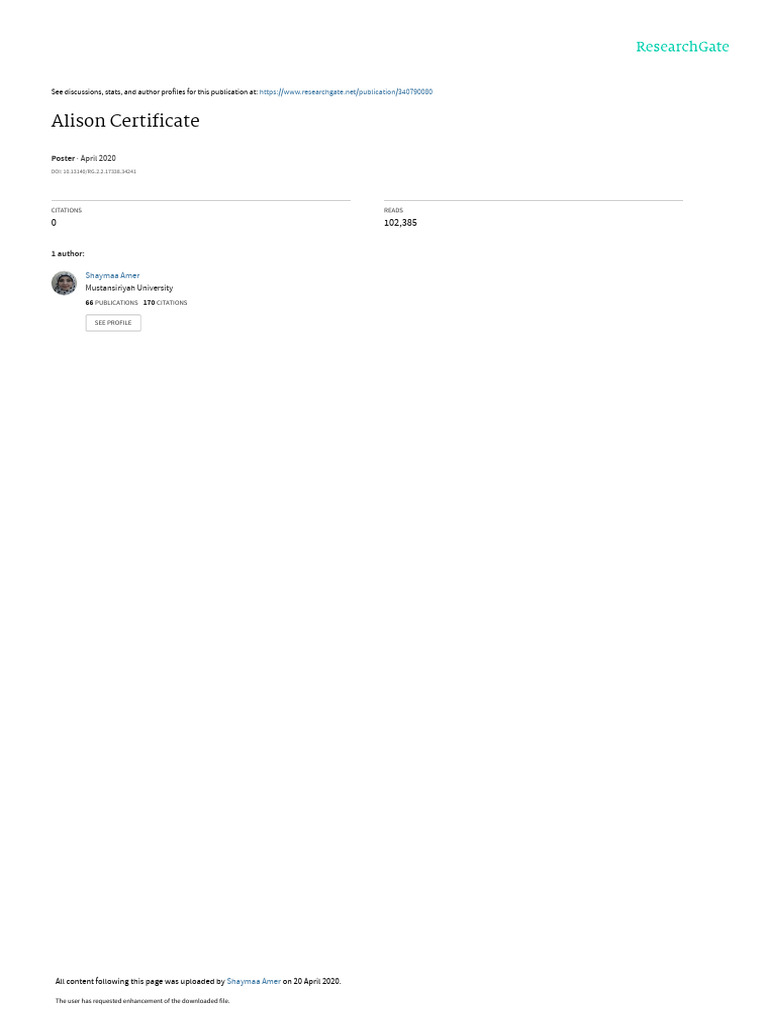Alison Certificate by Shaymaa Amer | PDF