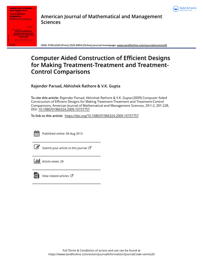 Computer Aided Construction of Efficient Designs For Making Treatment ...