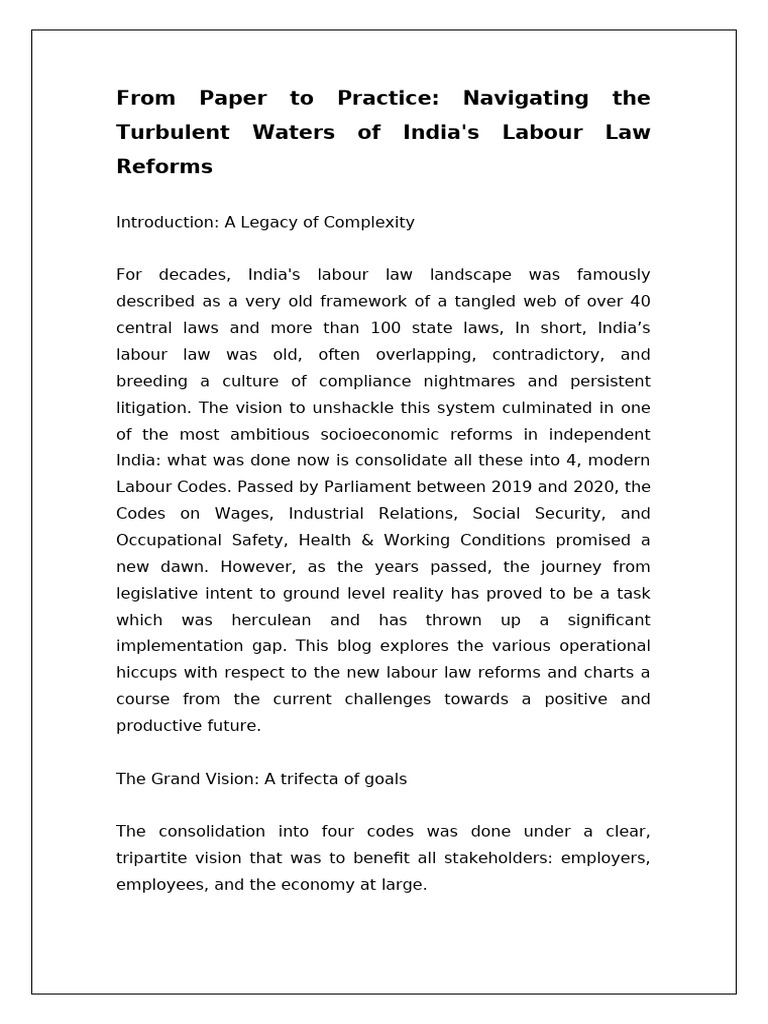 Navigating India's Labour Law Reforms | PDF | Employment | Labour Law