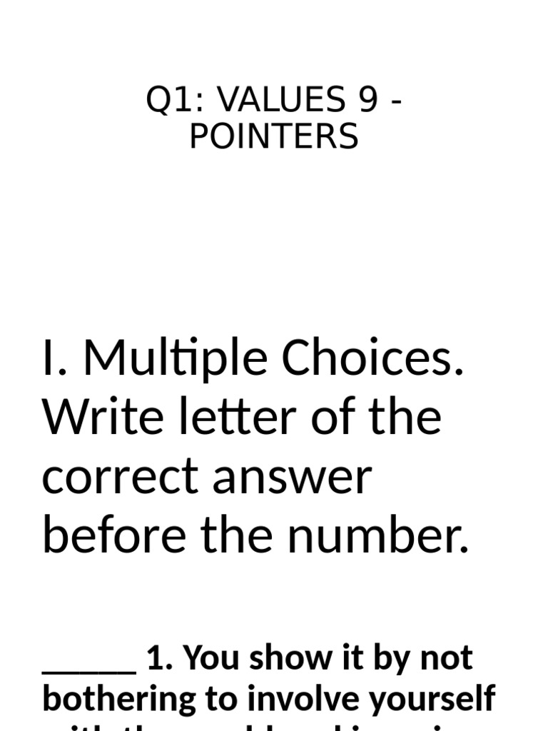q1 - Values 9 - Pointers (Autosaved) | PDF