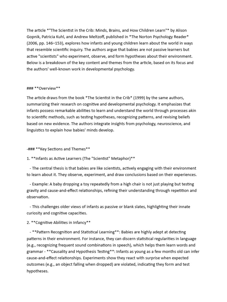 The Article on Baby Lack 5 | PDF | Developmental Psychology | Learning
