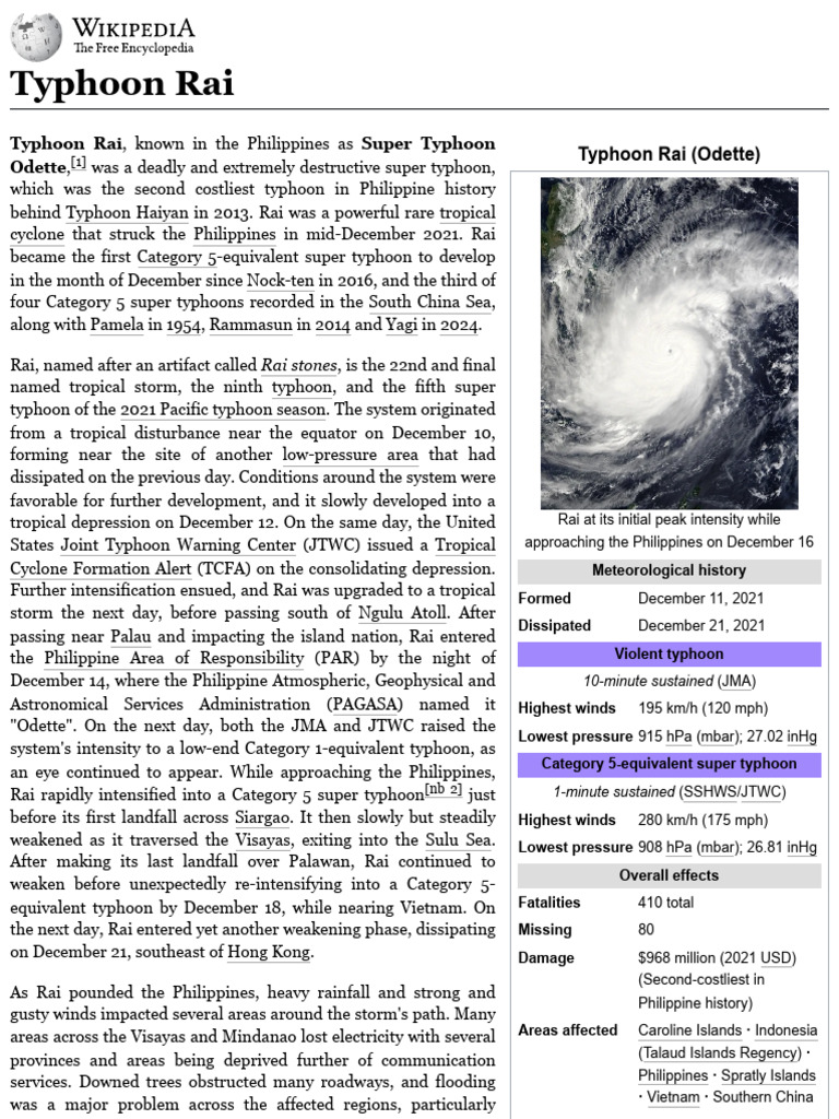 Beaufort Scale of Typhoon Rai | PDF | Tropical Cyclones | Tropical ...