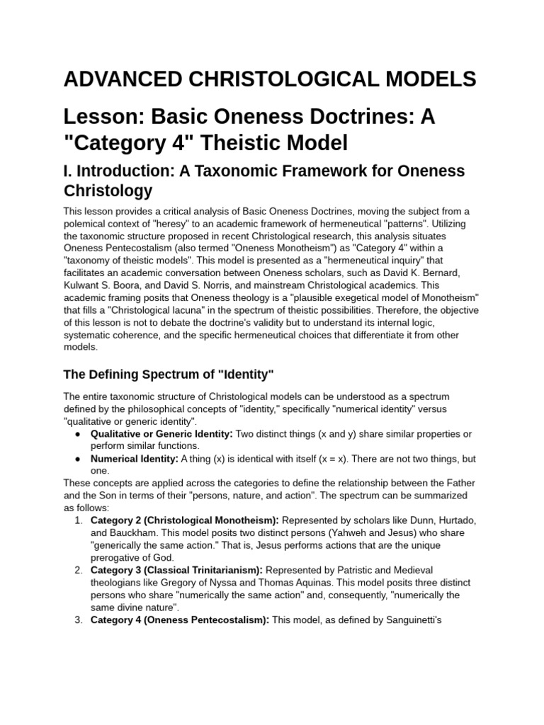 Oneness Christology: A Taxonomic Analysis | PDF | Oneness ...