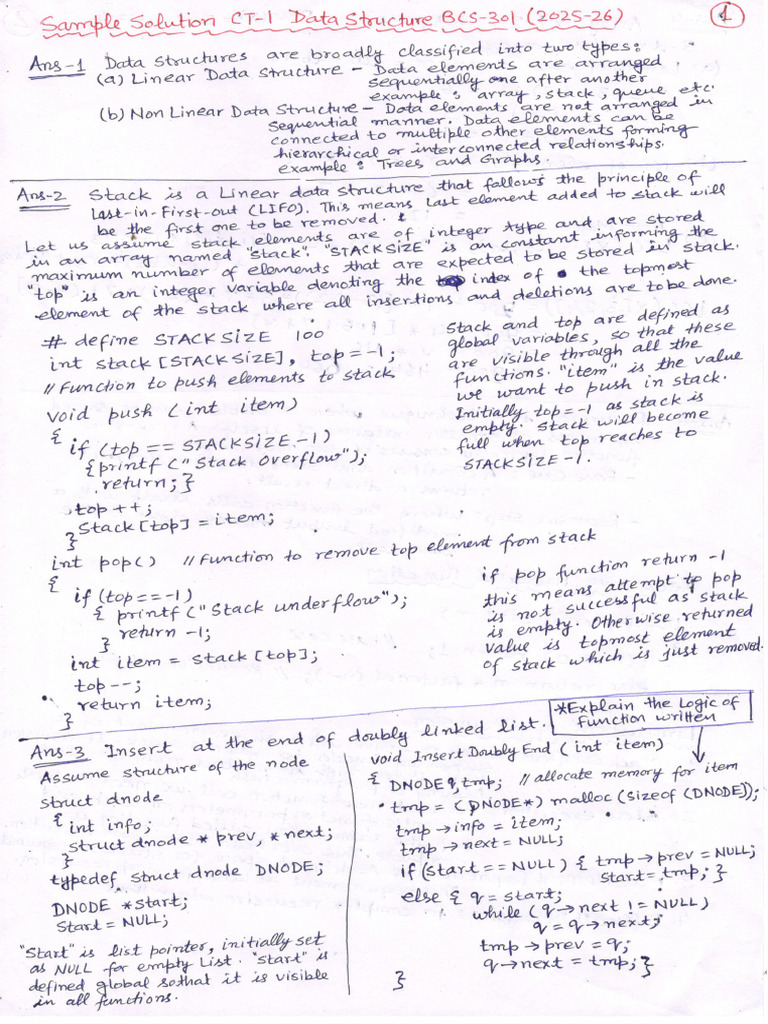 Solution CT1 2025-26 | PDF