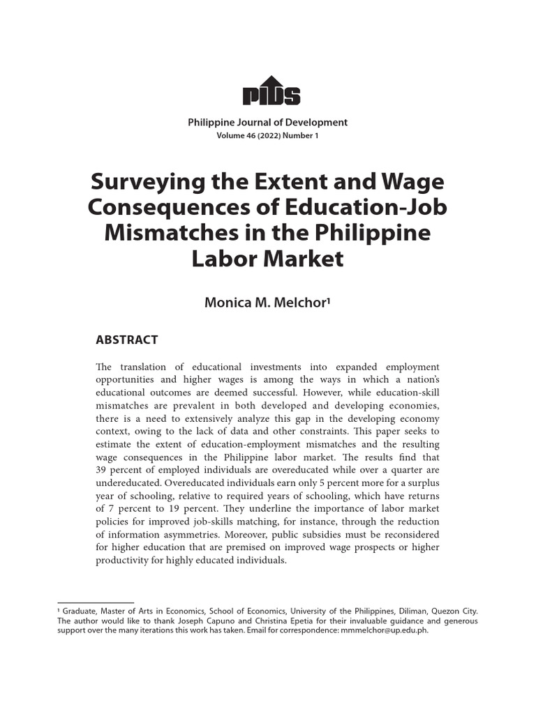Education-Job Mismatches in the Philippines | PDF | Labour Economics ...