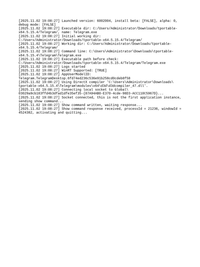 Telegram Executable Launch Log | PDF