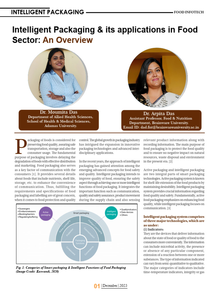 Article - Intelligent Packaging & Its Applications in Food Sector - An ...