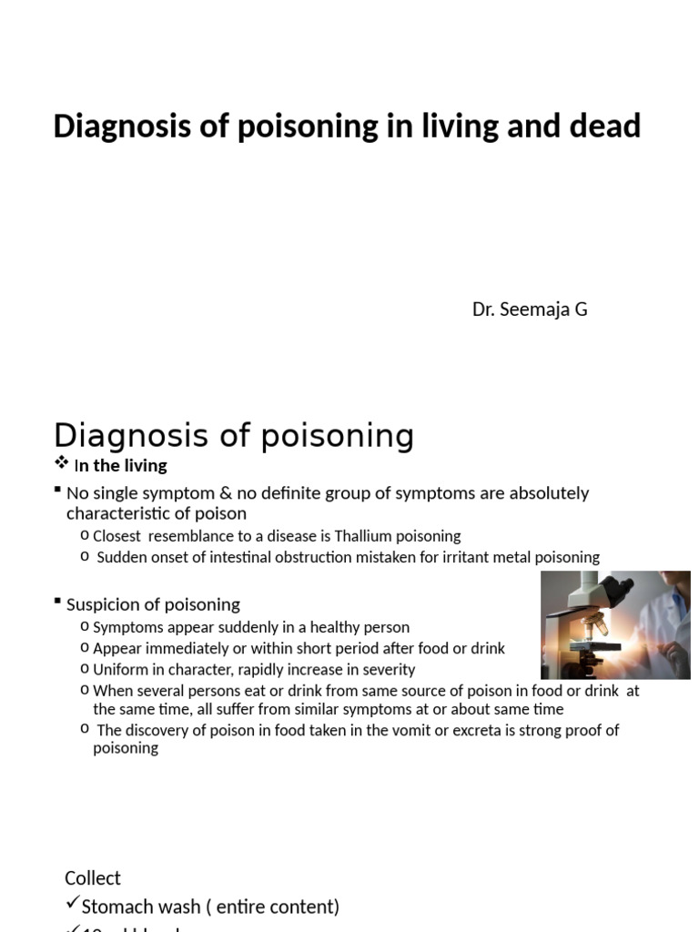 Diagnosis of Poisoning- Living & Dead | PDF | Mucus | Stomach