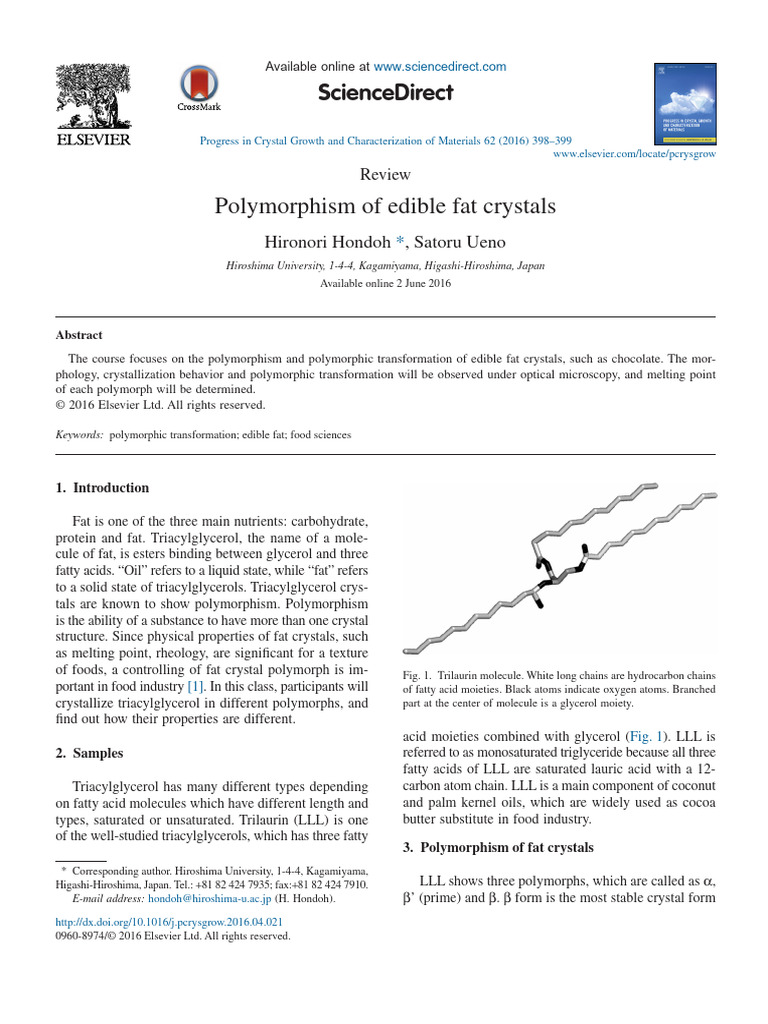 Edible Fat Crystal Polymorphism Explained | PDF | Triglyceride | Fat