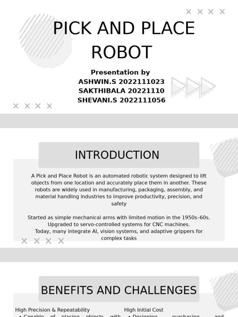 Pick and Place Robot Overview | PDF | Robot | Robotics