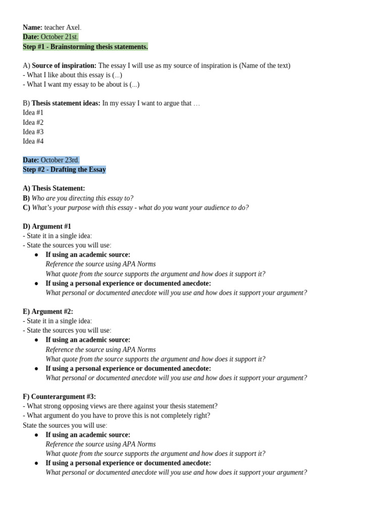 Thesis Statement Development Guide | PDF