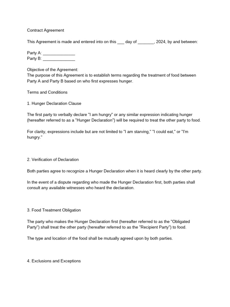 Contract For Forbidden Hunger Declamation | PDF