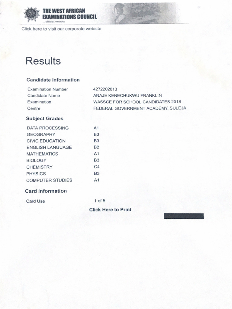 Waec Result | PDF