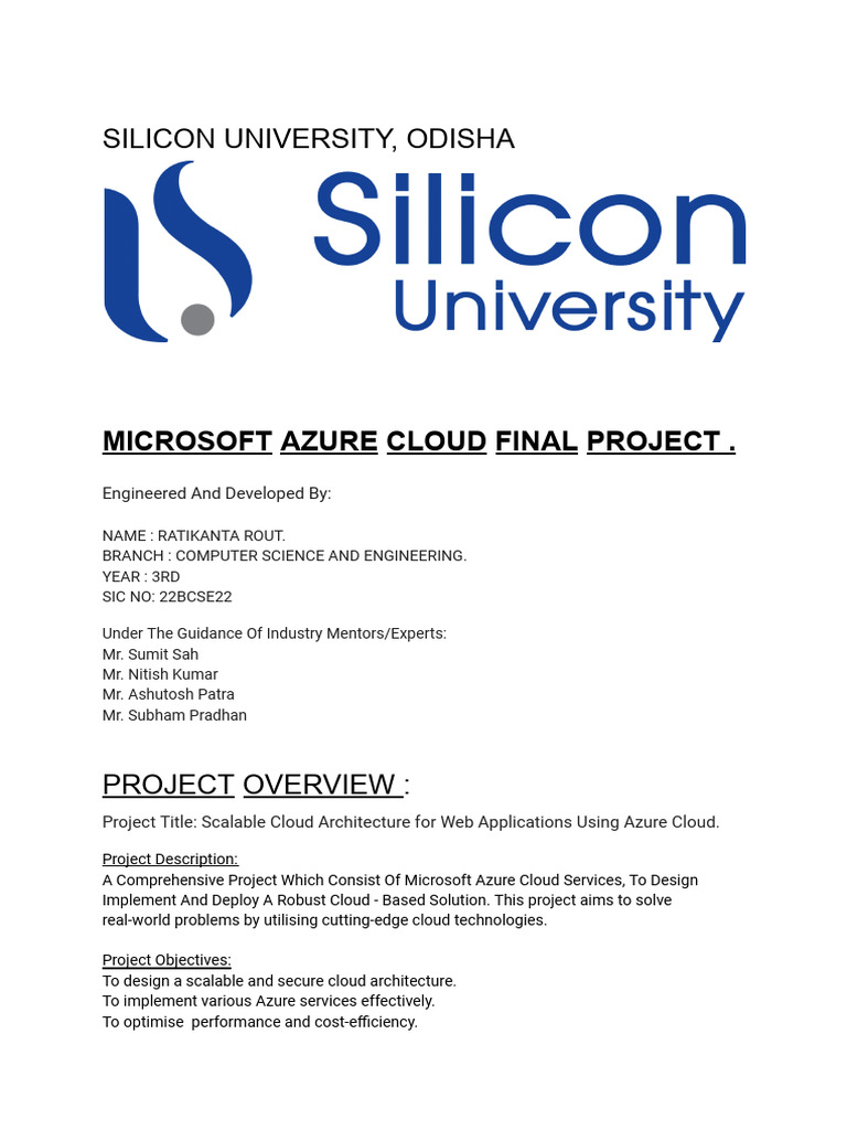 1 22bcse22 Ratikanta Rout Azure Final Project | PDF | Microsoft Azure ...