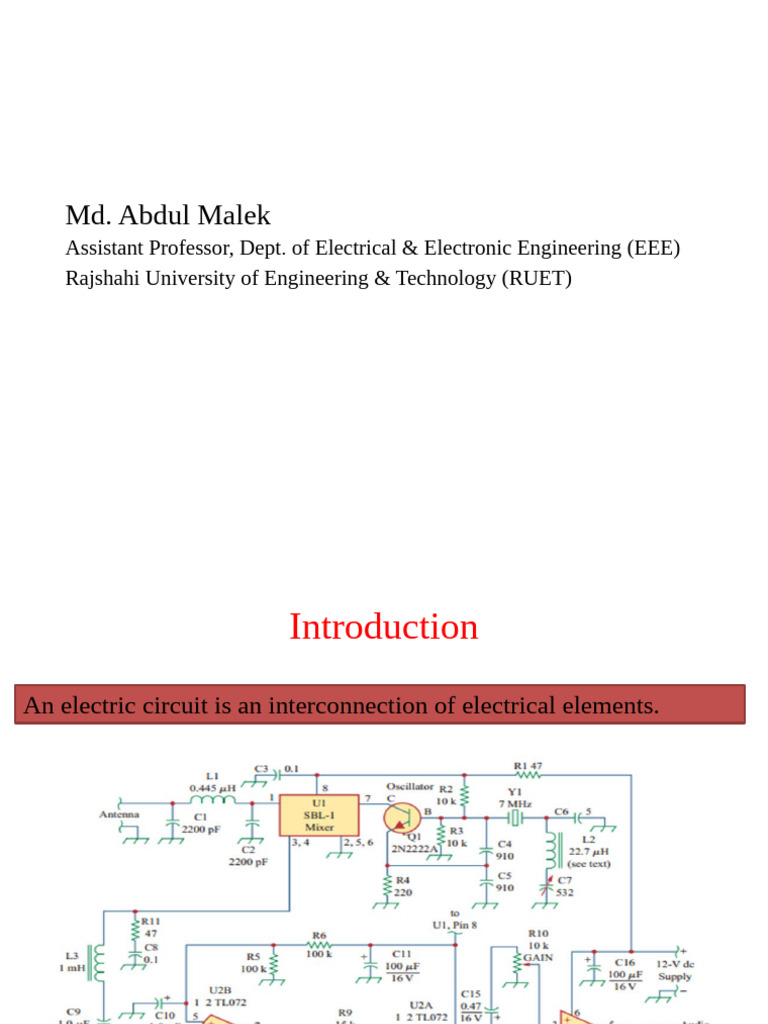 Overview of Electric Circuits and Elements | PDF | Voltage | Electrical ...