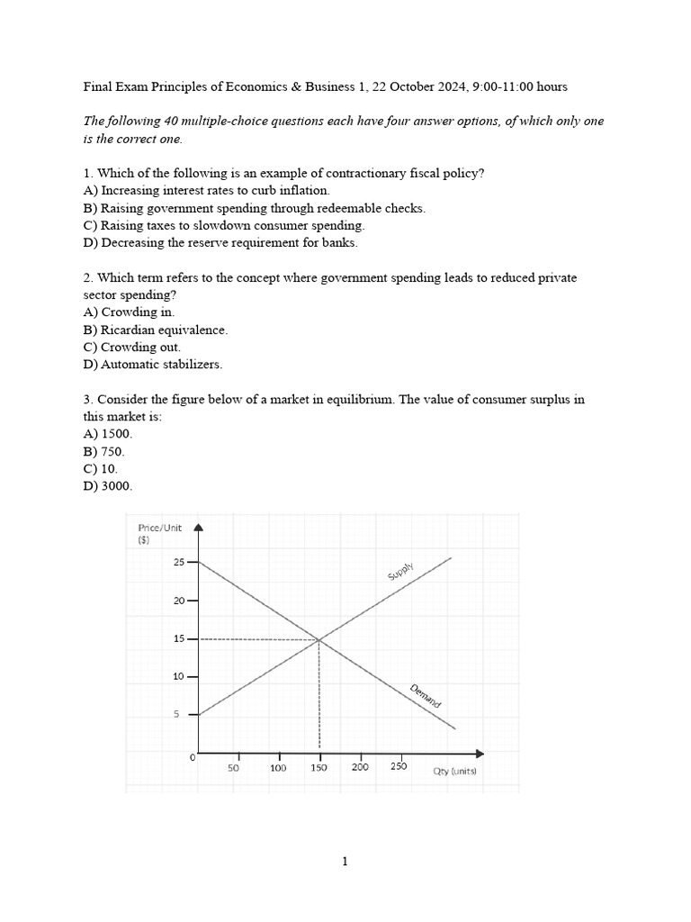 Economics & Business Final Exam Guide | PDF | Fiscal Policy ...