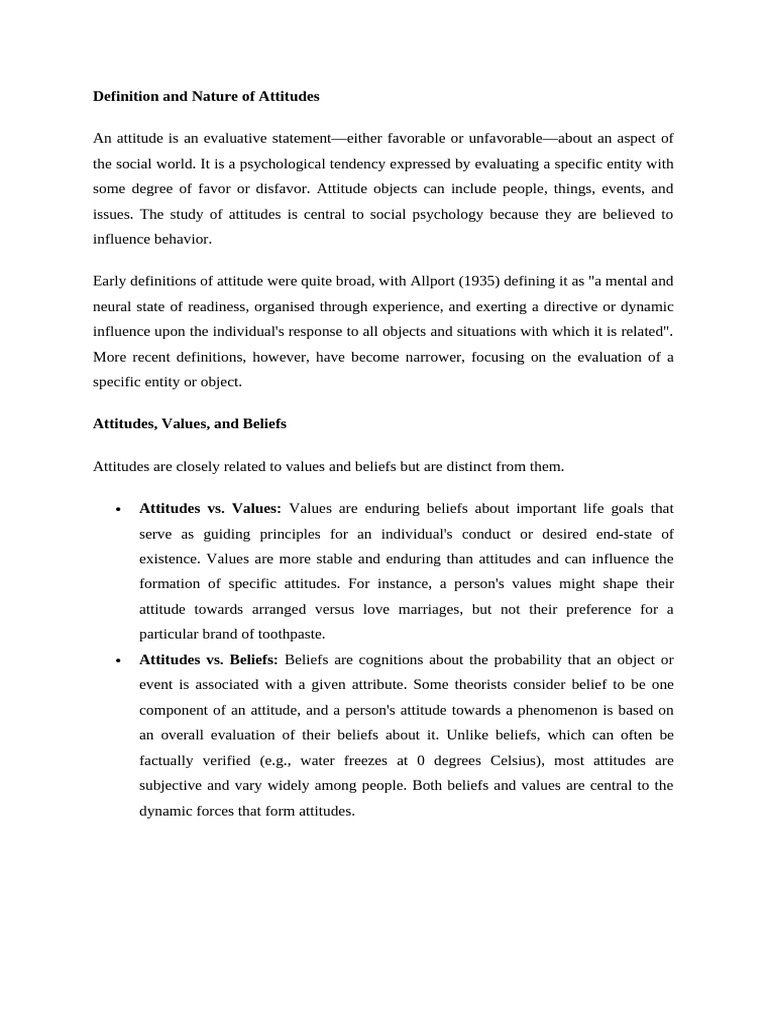 Understanding Attitudes in Psychology | PDF | Attitude (Psychology ...