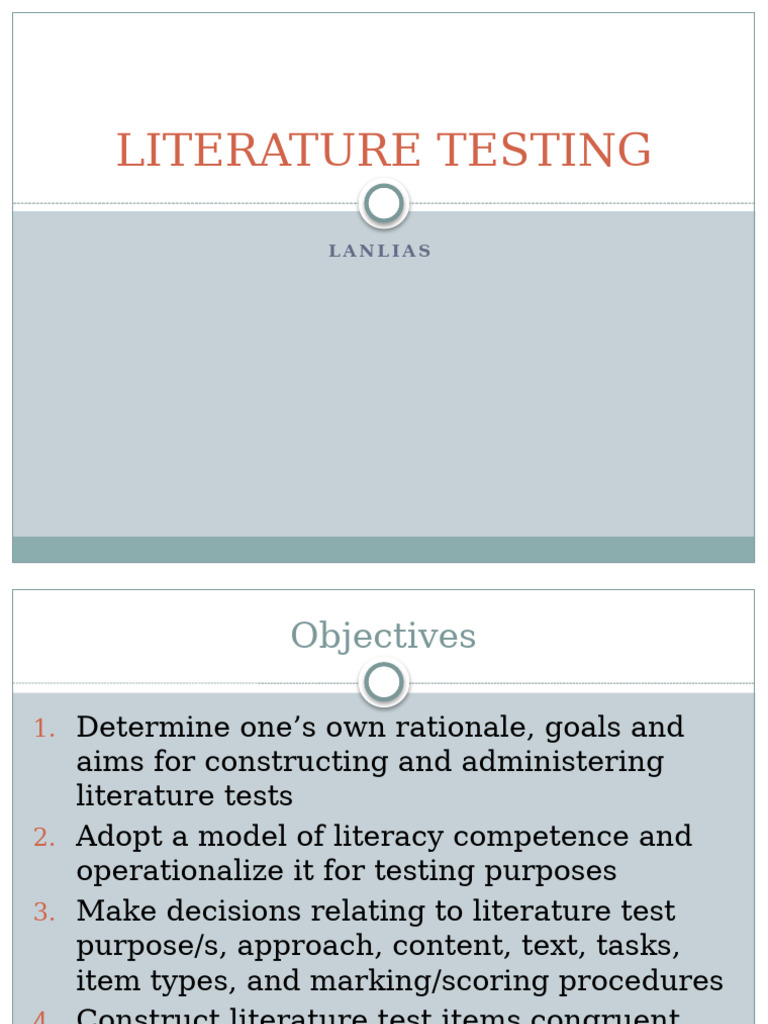 Literature Testing | PDF | Reading Comprehension | Learning