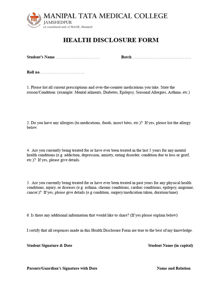 Health Disclosure Form 250927 151303 | PDF