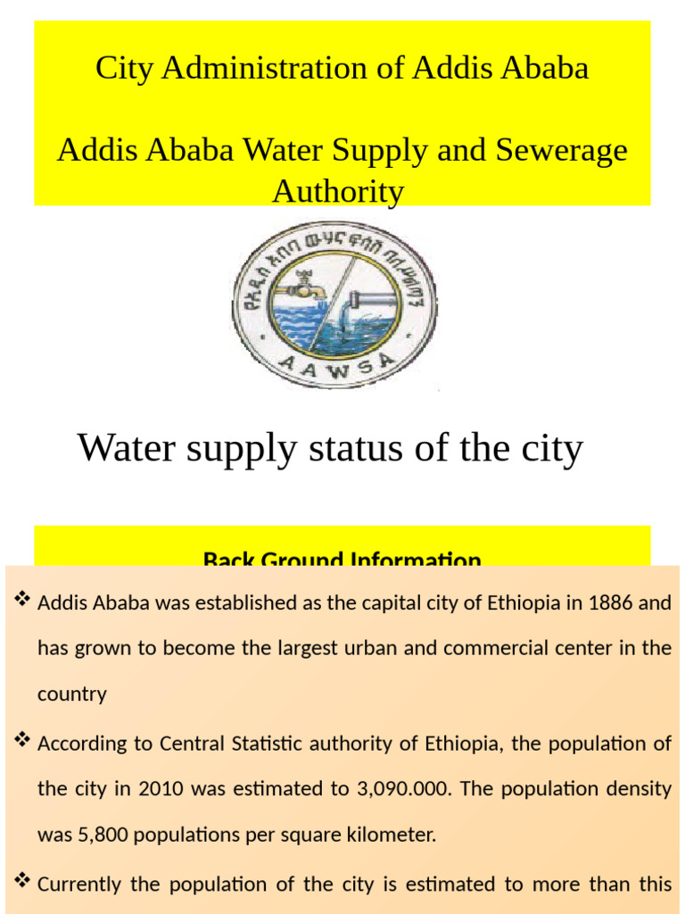 Addis Ababa Water Supply Overview | PDF | Water And The Environment ...