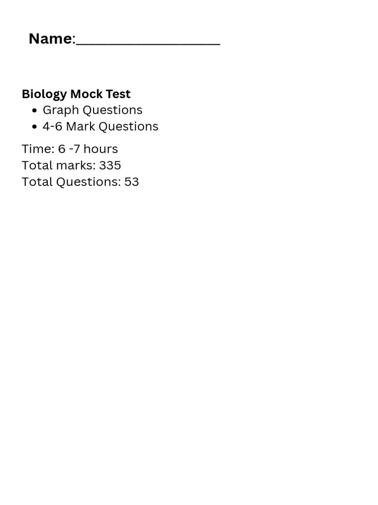 Biology Mock Test with 53 Questions | PDF