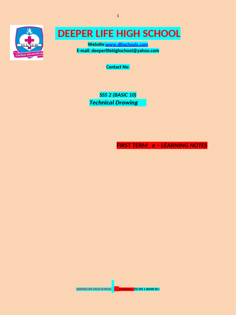 Technical Drawing SSS 1 First Term Notes | PDF | Rectangle | Circle