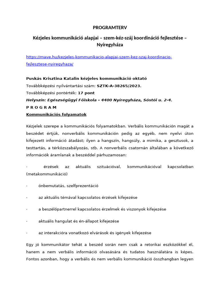 MAVE Továbbképzés 2024.11.29 - Programterv | PDF