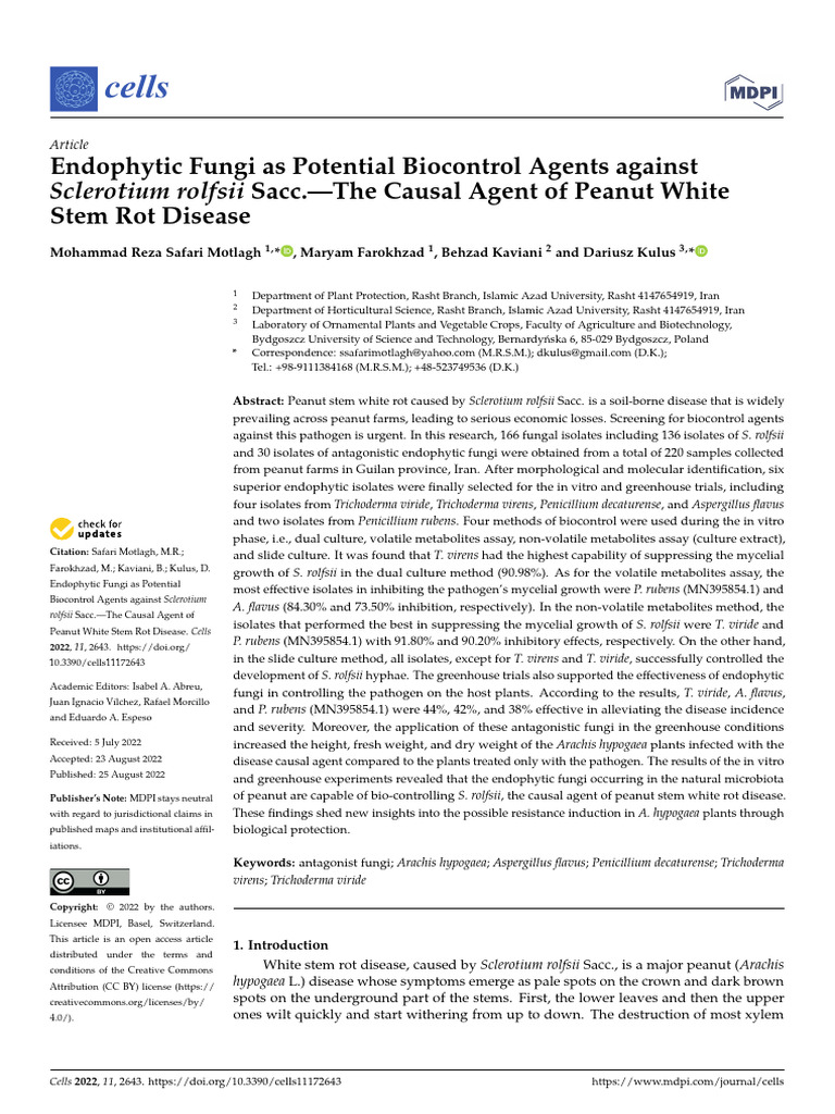 Endophytic Fungi for Peanut Disease Control | PDF | Polymerase Chain ...
