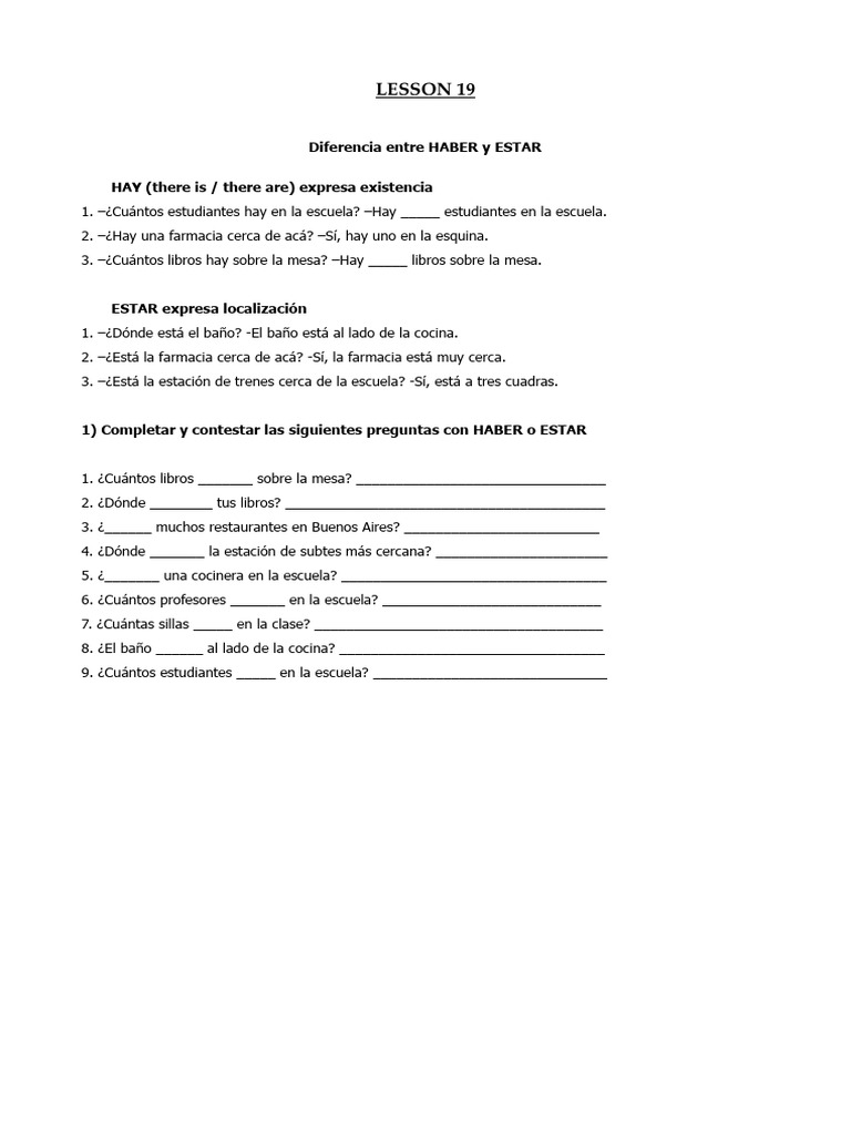 Verbo Haber y Estar | PDF | Buenos Aires