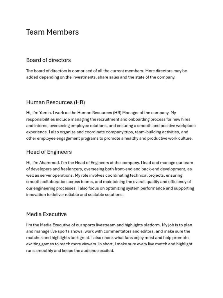 Company Team Structure Overview | PDF | Human Resources | Business