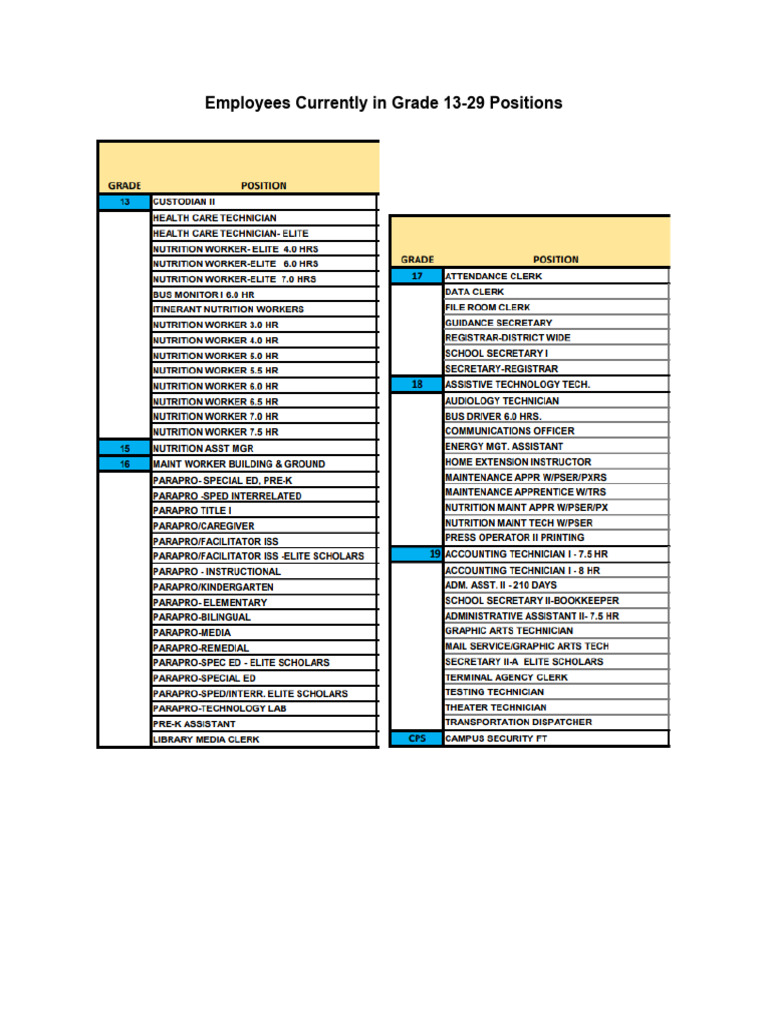 Employees Currently in Grade 13-29 Positions | PDF