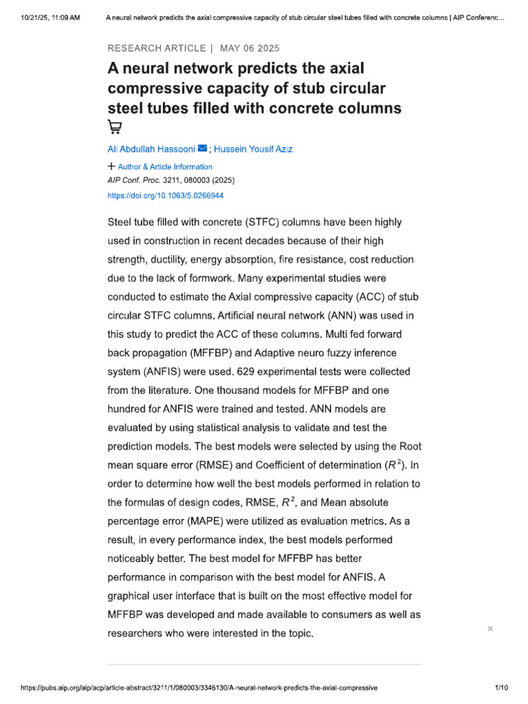 A Neural Network Predicts The Axial Com... Onference Proceedings - AIP ...
