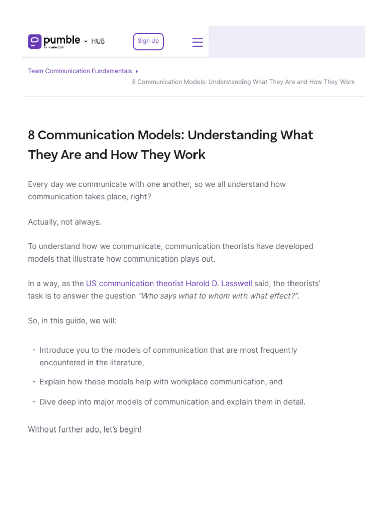 Understanding 8 Communication Models | PDF | Communication | Human ...