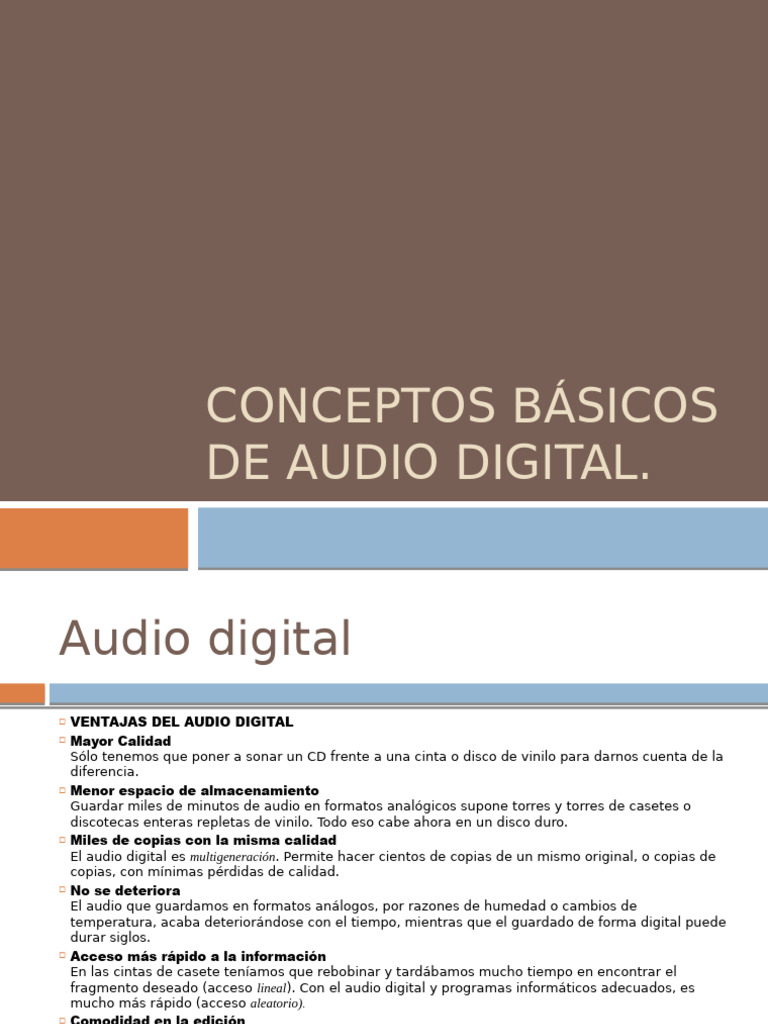 Ventajas y Conceptos del Audio Digital | PDF | Muestreo (procesamiento ...