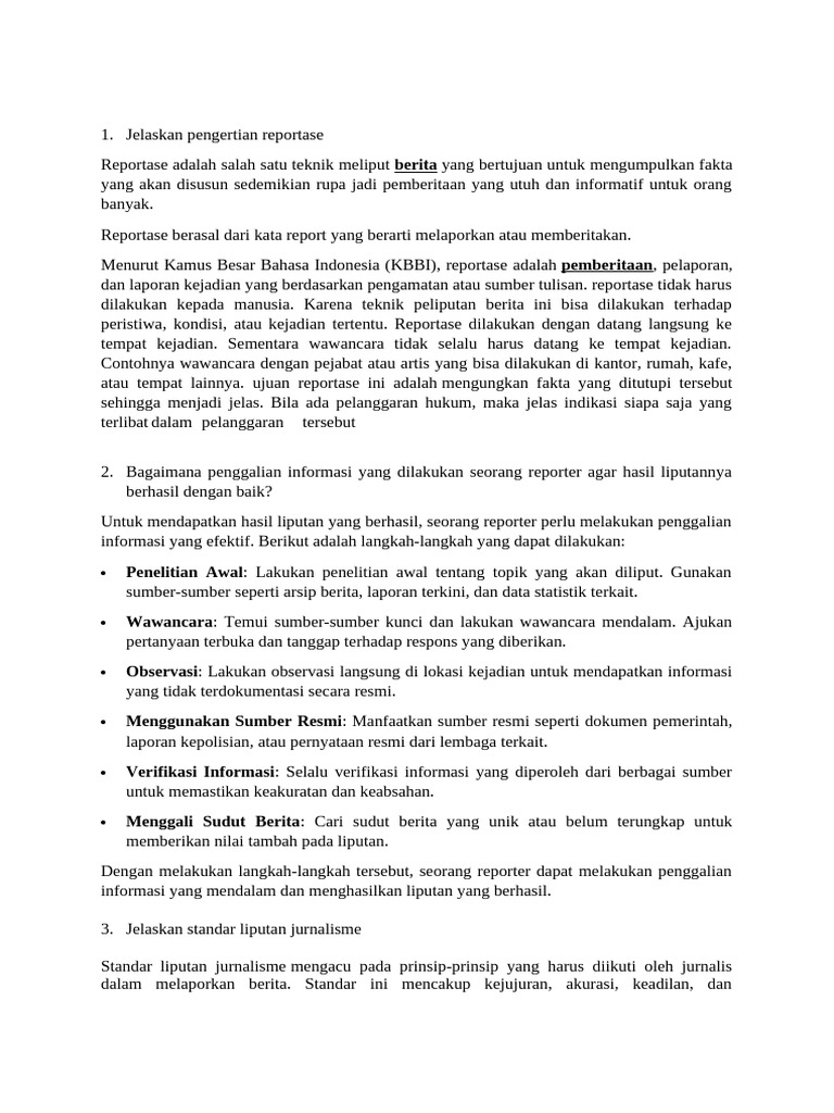 Memahami Teknik Reportase Jurnalistik | PDF