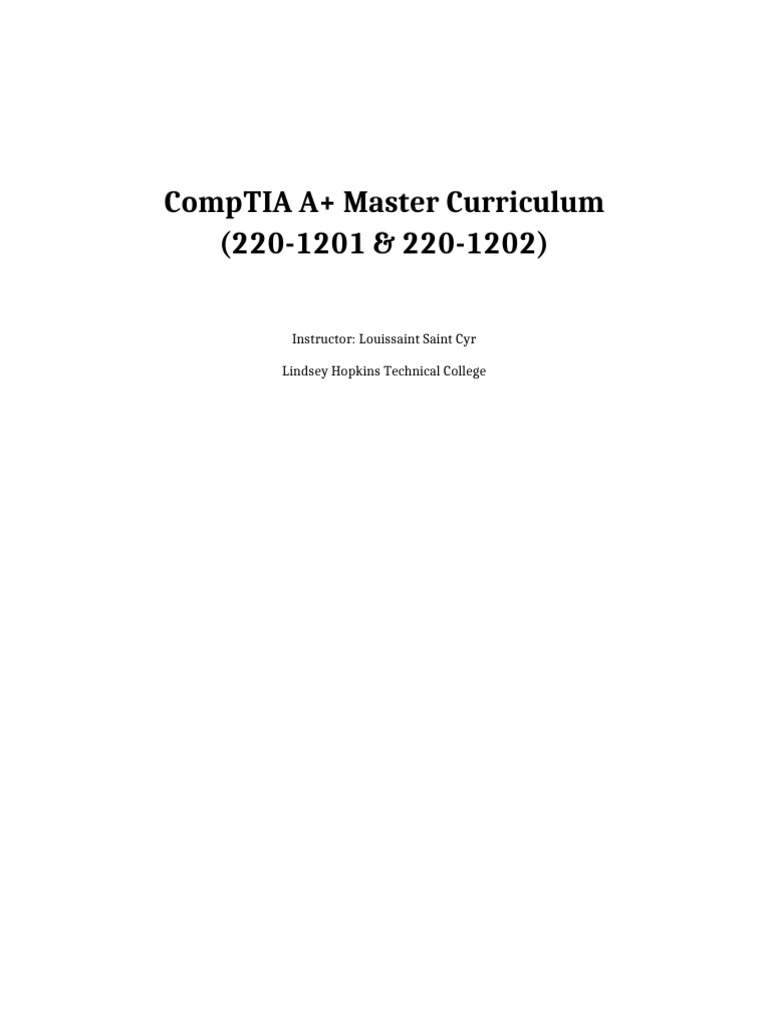 CompTIA A+ Curriculum Overview | PDF