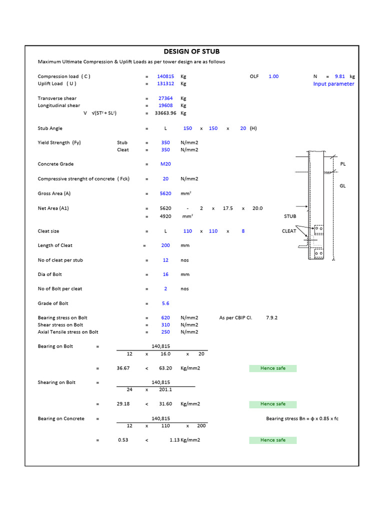 Stub Design for Tower Load Analysis | PDF | Strength Of Materials ...