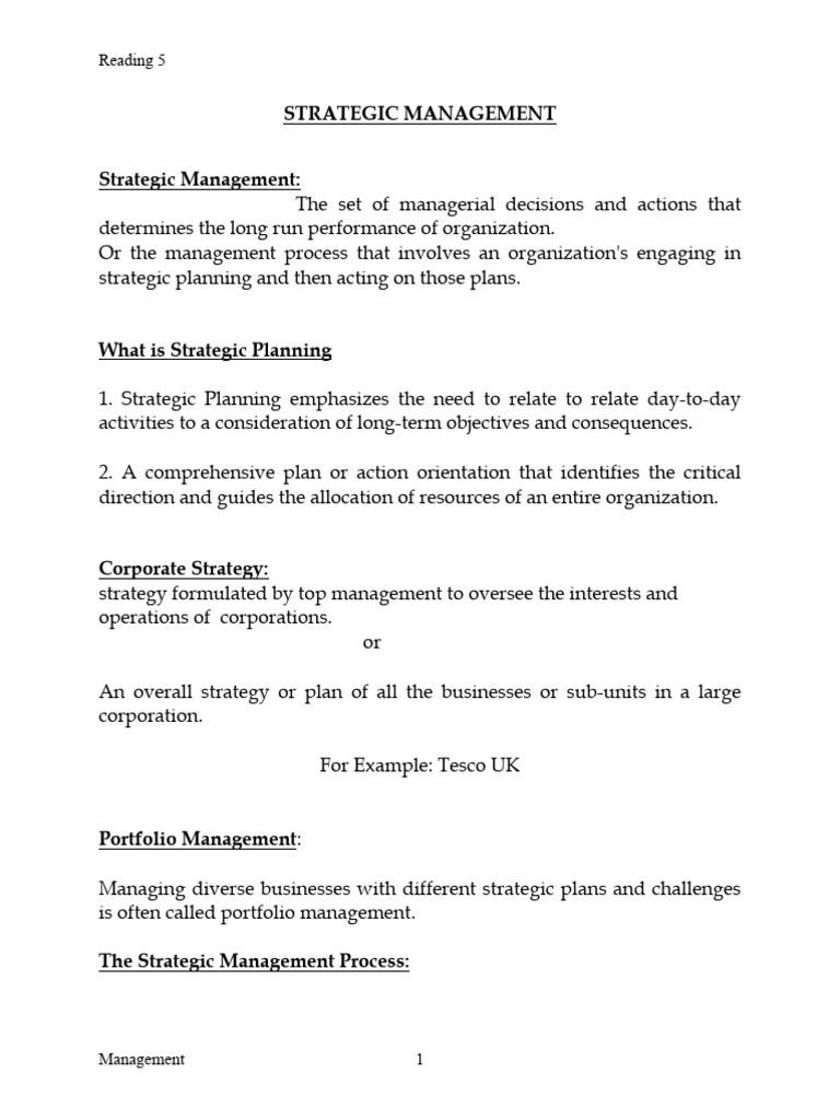 Strategic Management Overview Guide | PDF | Strategic Management ...